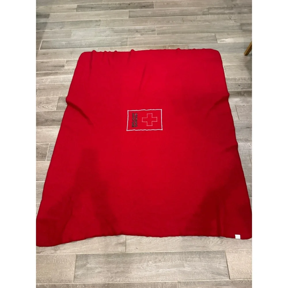 American Red Cross Fleece Blanket Red 58x67‎ Emergency Relief Throw Polyester